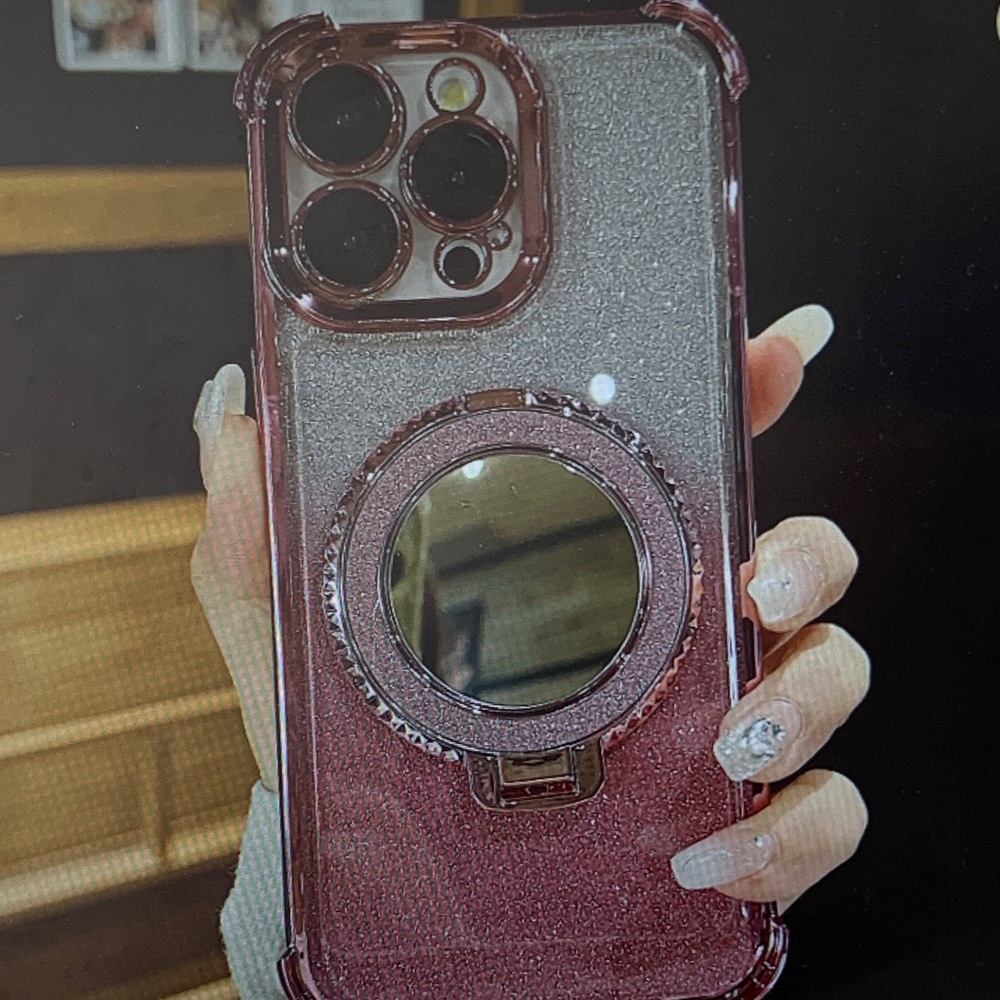 Elegant Glitter Rose Phone Case with Ring Holder
